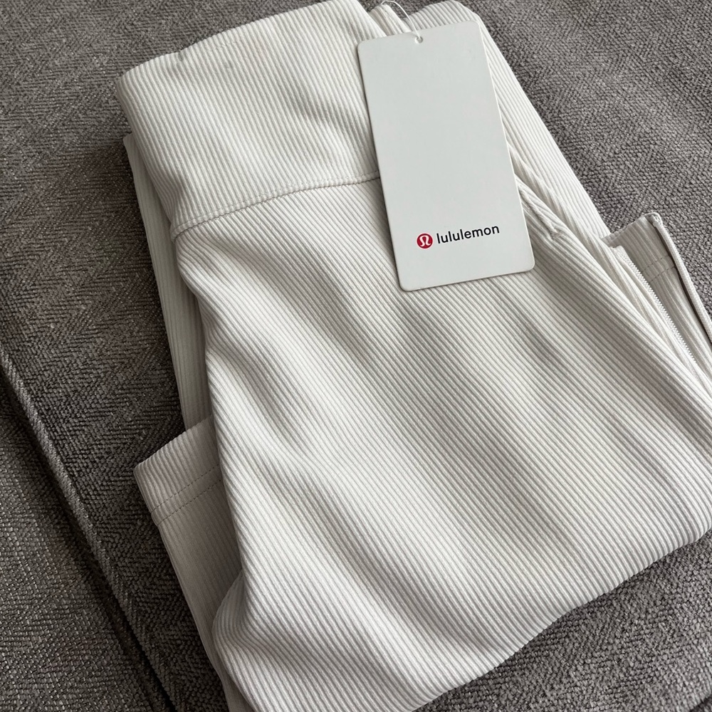 Lululemon Brushed Softstreme Ribbed Zip Flare Pant 32.5" white opal